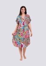 Robe fluide femme à motifs tropicaux multicolores - Image 4