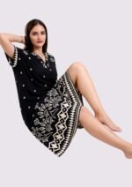 Robe Midi Ethnique Chic – Longueur Parfaite & Tissu Opaque - Classic Black - Image 3