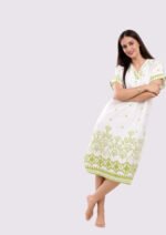 Robe Midi Ethnique Chic – Longueur Parfaite & Tissu Opaque - Nature Green - Image 6