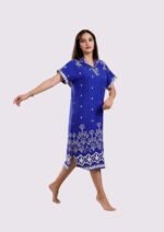 Robe Midi Ethnique Chic – Longueur Parfaite & Tissu Opaque - Royal Blue - Image 2
