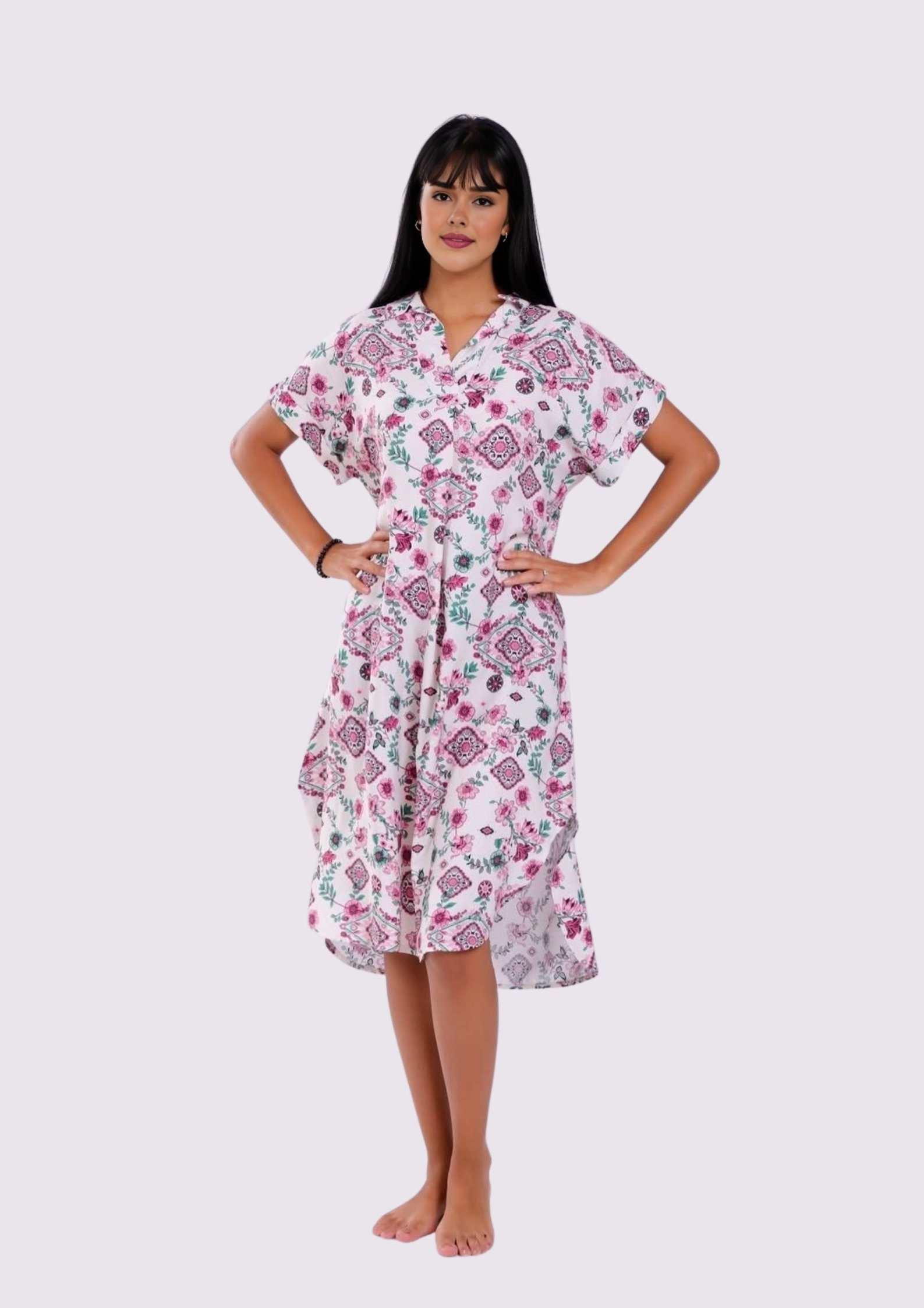50 Robe Midi Bohème Chic à Motif Floral - Violine Soft - Image 1