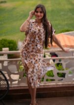 Robe Midi Bohème Chic à Motif Floral - Golden Amber - Image 4