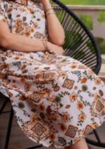Robe Midi Bohème Chic à Motif Floral - Golden Amber - Image 2