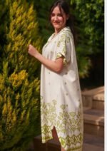 Robe Midi Ethnique Chic – Longueur Parfaite & Tissu Opaque - Nature Green - Image 4